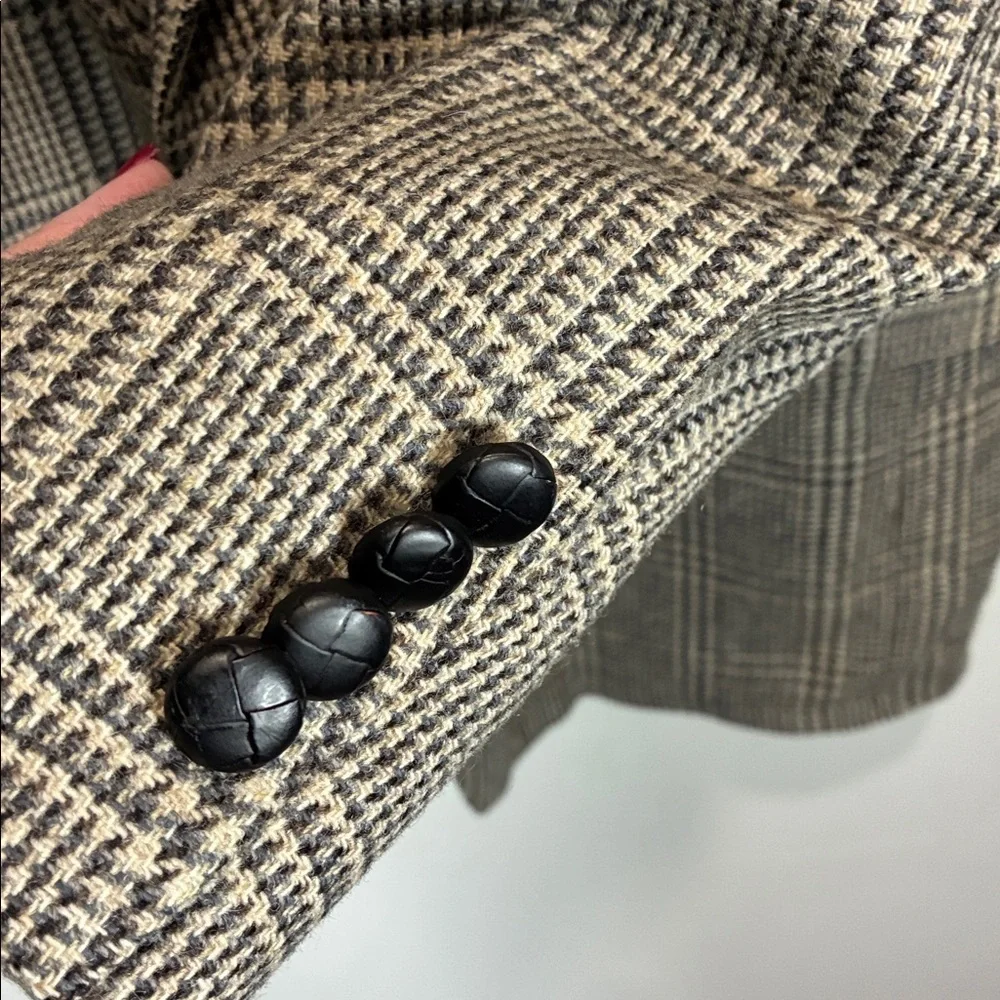 Saville Row Varsity Club Vintage 100% Wool Blazer Brown Plaid Sport Coat Men’s